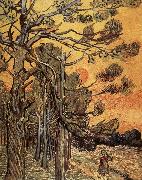 Vincent Van Gogh Pine trees against an evening Sky oil
